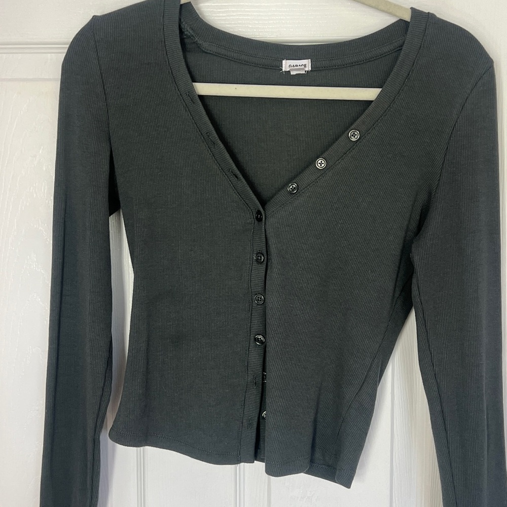 Garage Charcoal Button-Down Top